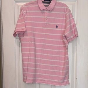 Polo by Ralph Lauren Pink and White Striped Polo Shirt